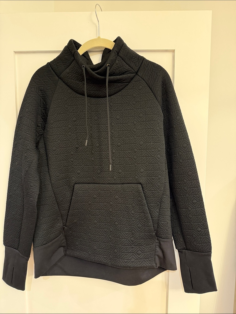 Athleta Black Quilted Funnel Neck Hoodie